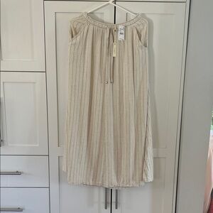 Max Studio Beige Striped Maxi Skirt with Drawstring Waist